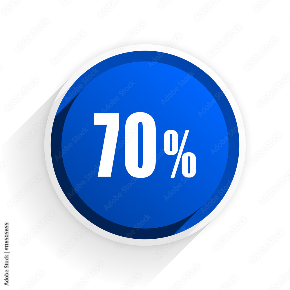 70 percent flat icon with shadow on white background, blue modern design web element 70 percent flat icon with shadow on white background, blue modern design web element