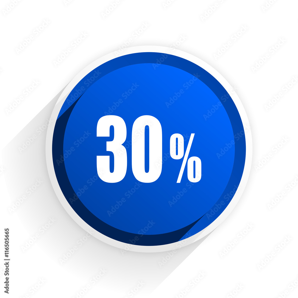 30 percent flat icon with shadow on white background, blue modern design web element 30 percent flat icon with shadow on white background, blue modern design web element