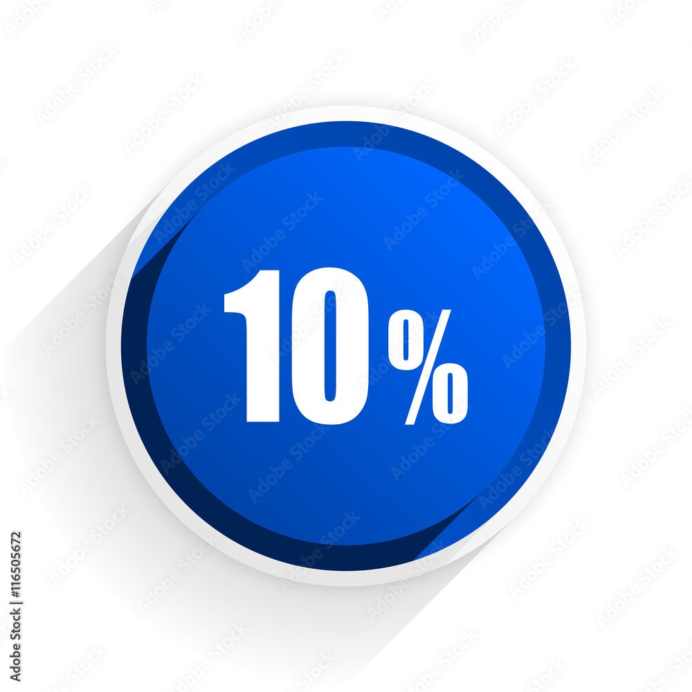 10 percent flat icon with shadow on white background, blue modern design web element 10 percent flat icon with shadow on white background, blue modern design web element