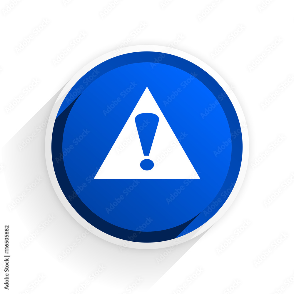 exclamation sign flat icon with shadow on white background, blue modern design web element exclamation sign flat icon with shadow on white background, blue modern design web element