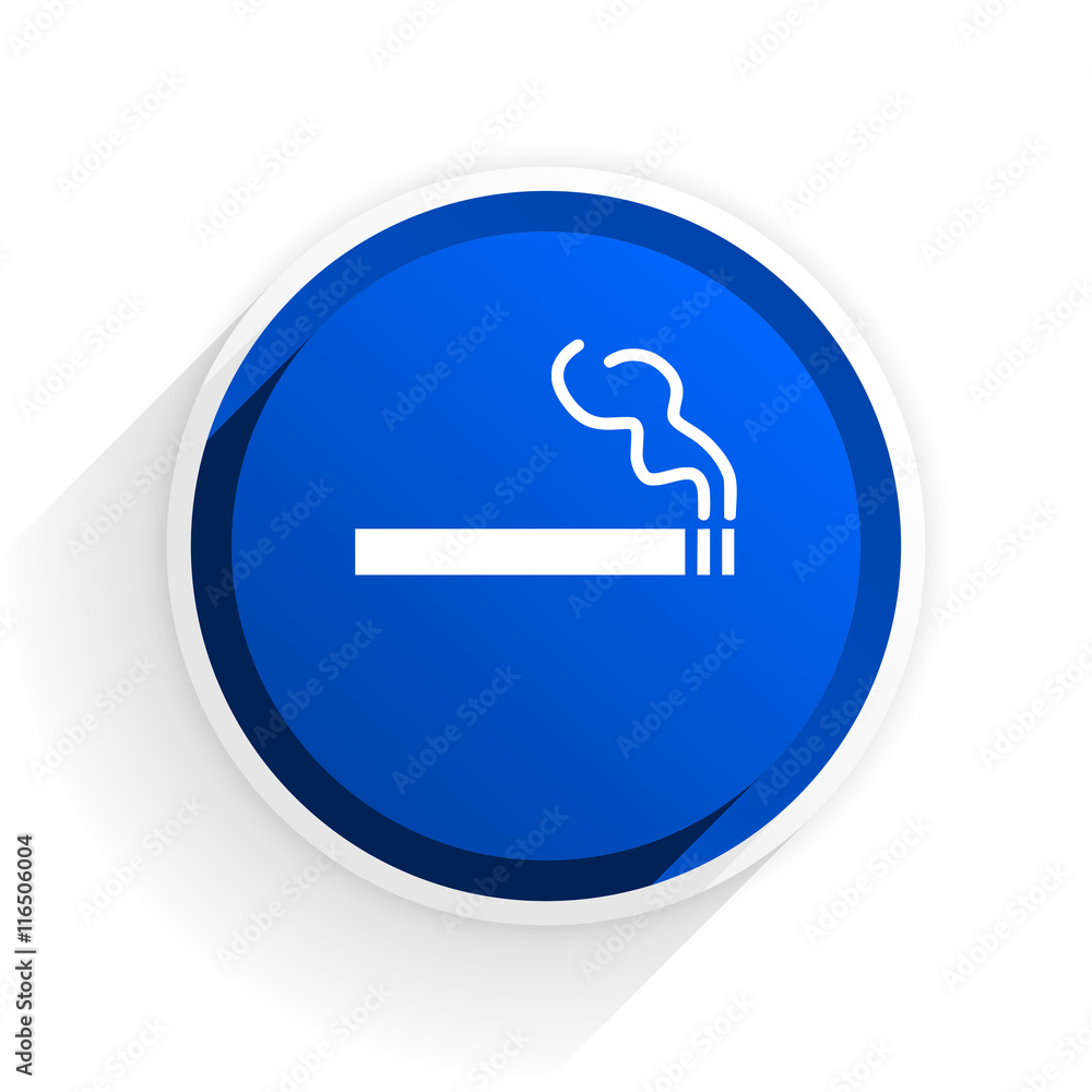 cigarette flat icon with shadow on white background, blue modern design web element