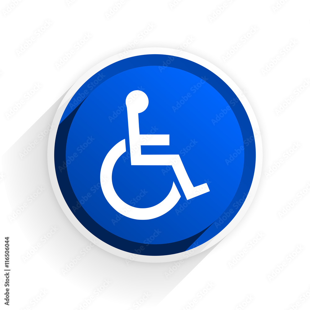 wheelchair flat icon with shadow on white background, blue modern design web element wheelchair flat icon with shadow on white background, blue modern design web element