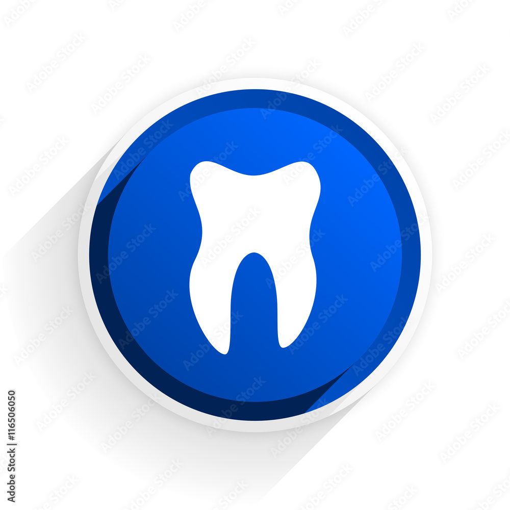 tooth flat icon with shadow on white background, blue modern design web element tooth flat icon with shadow on white background, blue modern design web element