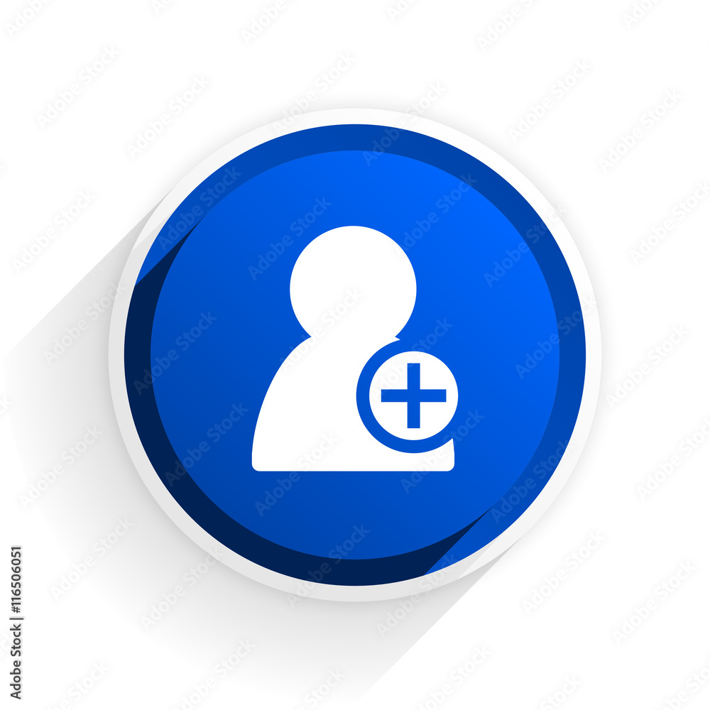 add contact flat icon with shadow on white background, blue modern design web element add contact flat icon with shadow on white background, blue modern design web element