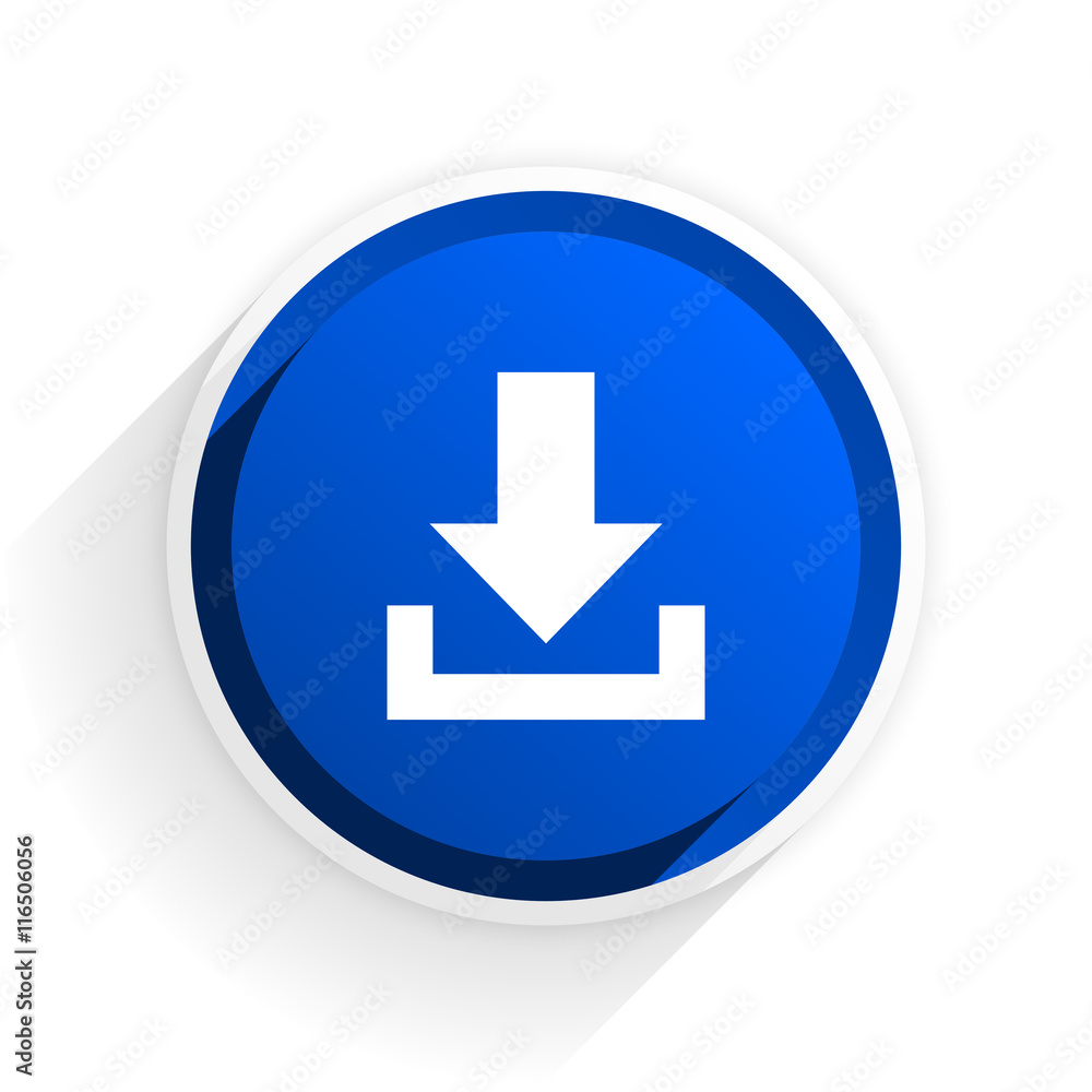 download flat icon with shadow on white background, blue modern design web element download flat icon with shadow on white background, blue modern design web element