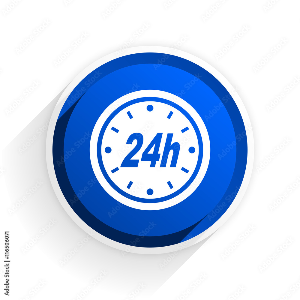 24h flat icon with shadow on white background, blue modern design web element 24h flat icon with shadow on white background, blue modern design web element