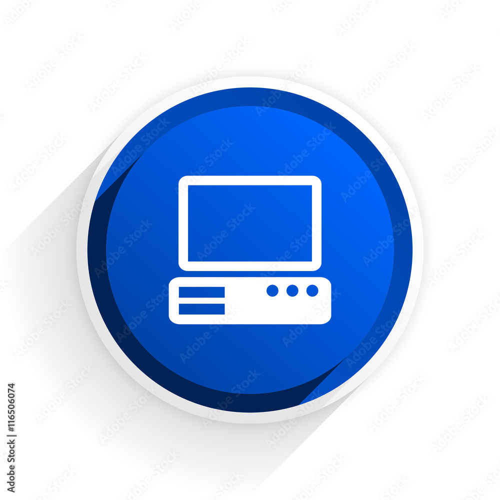computer flat icon with shadow on white background, blue modern design web element computer flat icon with shadow on white background, blue modern design web element