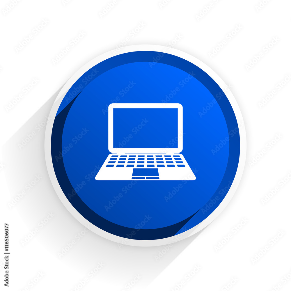 computer flat icon with shadow on white background, blue modern design web element computer flat icon with shadow on white background, blue modern design web element