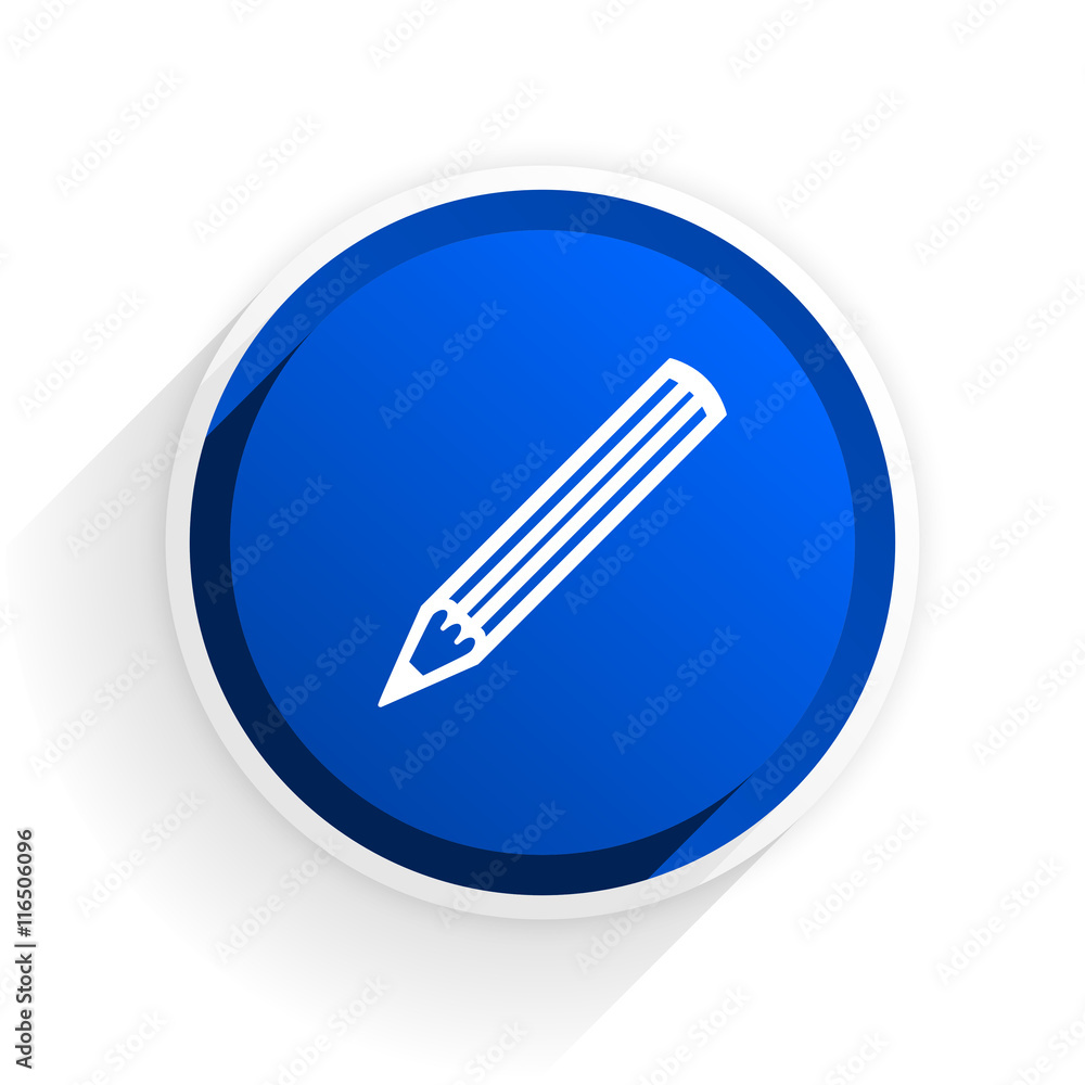 pencil flat icon with shadow on white background, blue modern design web element pencil flat icon with shadow on white background, blue modern design web element