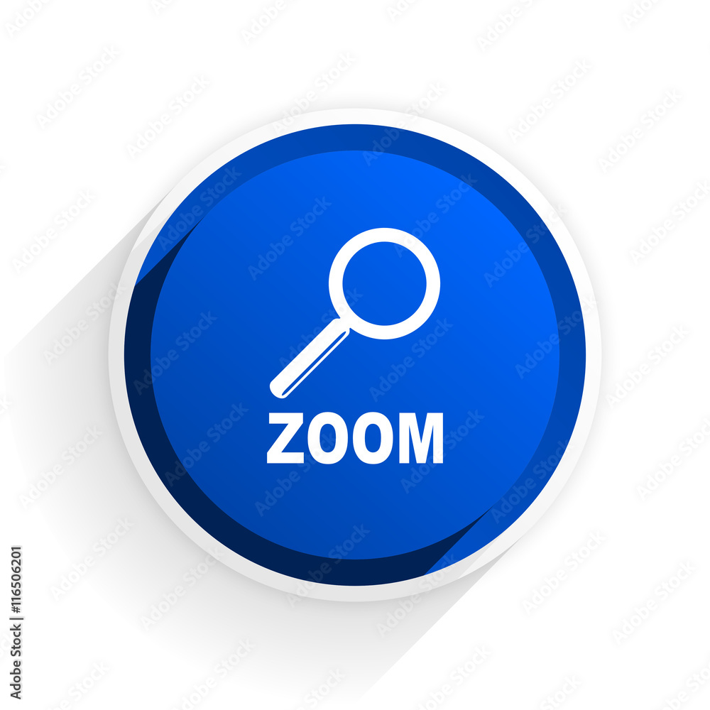 zoom flat icon with shadow on white background, blue modern design web element zoom flat icon with shadow on white background, blue modern design web element