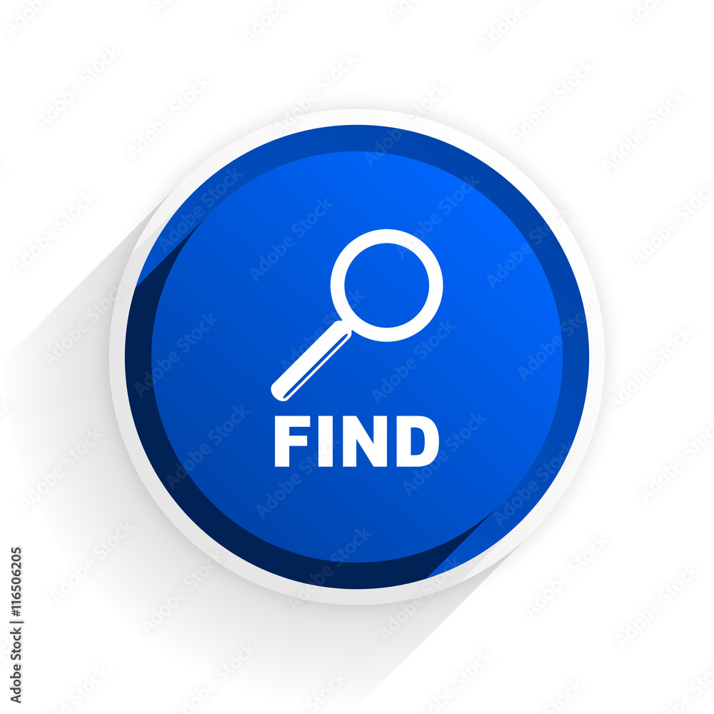 find flat icon with shadow on white background, blue modern design web element find flat icon with shadow on white background, blue modern design web element