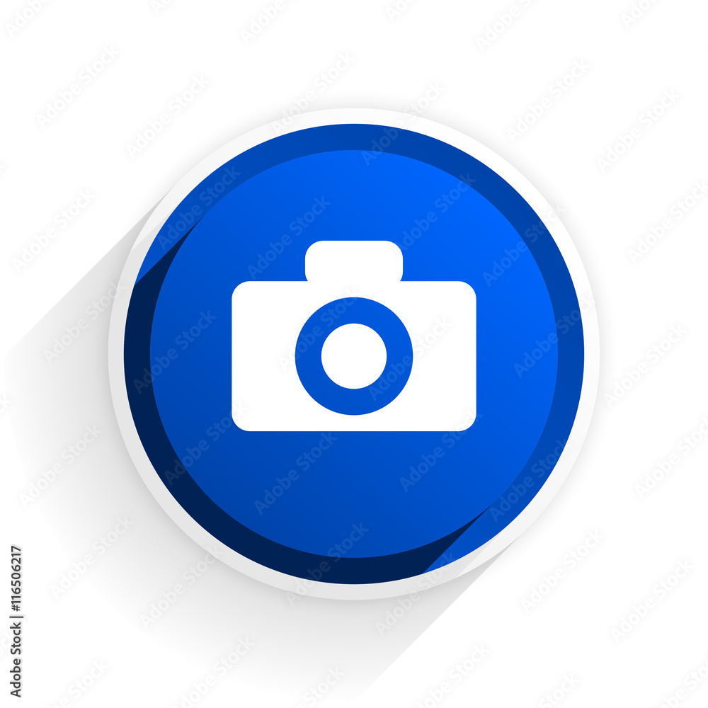 camera flat icon with shadow on white background, blue modern design web element camera flat icon with shadow on white background, blue modern design web element