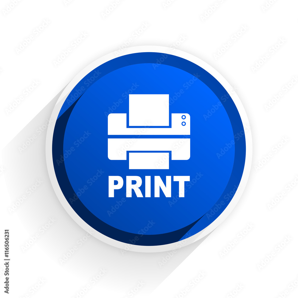 printer flat icon with shadow on white background, blue modern design web element printer flat icon with shadow on white background, blue modern design web element
