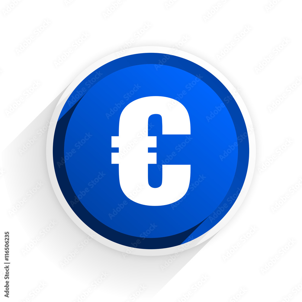 euro flat icon with shadow on white background, blue modern design web element euro flat icon with shadow on white background, blue modern design web element