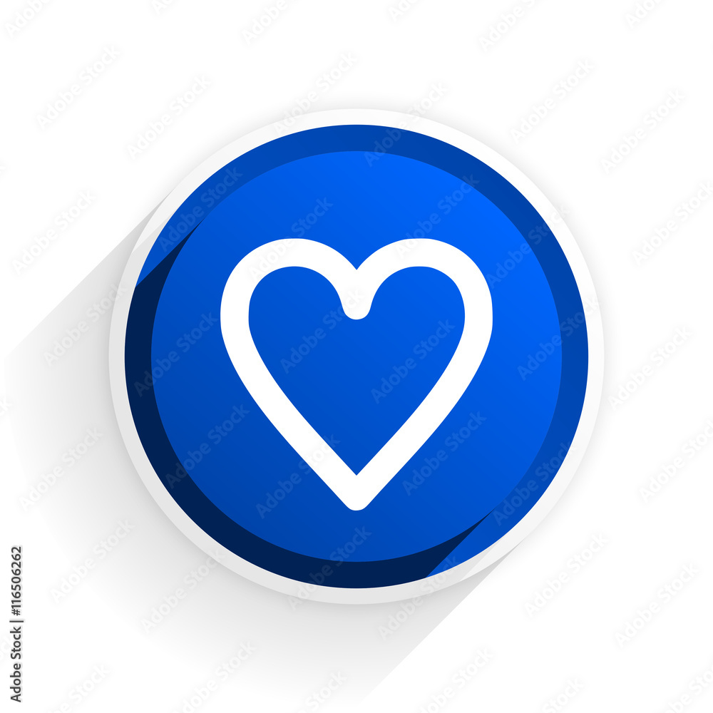 heart flat icon with shadow on white background, blue modern design web element heart flat icon with shadow on white background, blue modern design web element
