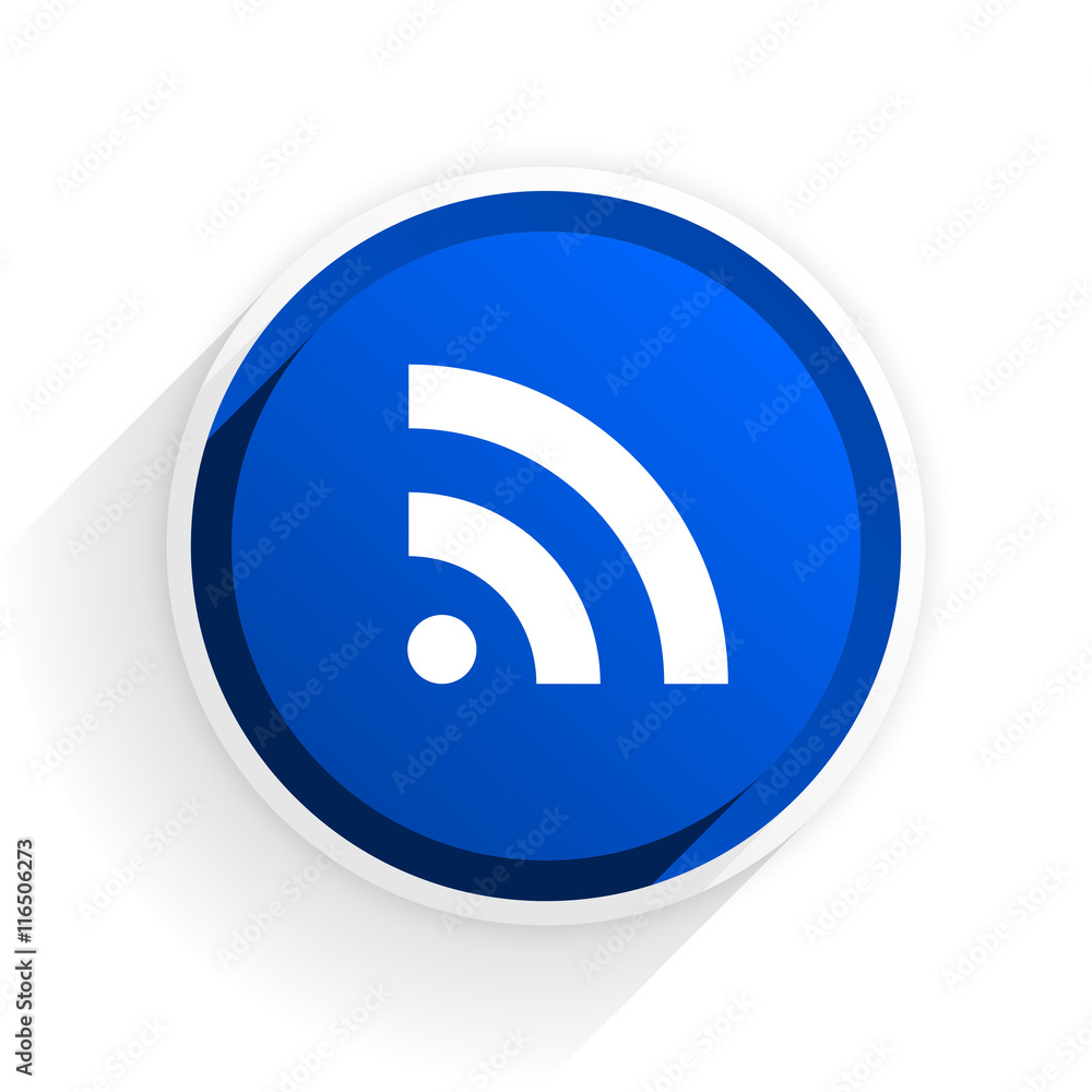 rss flat icon with shadow on white background, blue modern design web element rss flat icon with shadow on white background, blue modern design web element