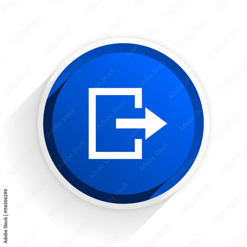 exit flat icon with shadow on white background, blue modern design web element exit flat icon with shadow on white background, blue modern design web element