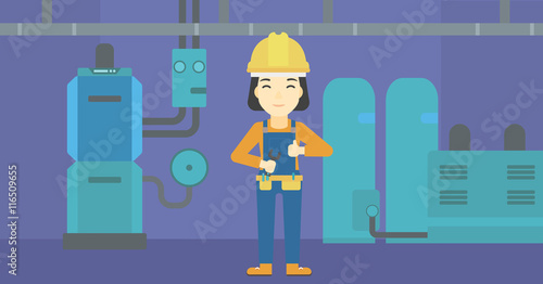 Cheerful repairer with spanner.