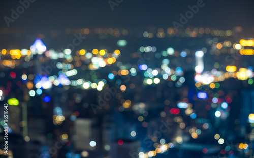 City night building light blur bokeh, defocused background.