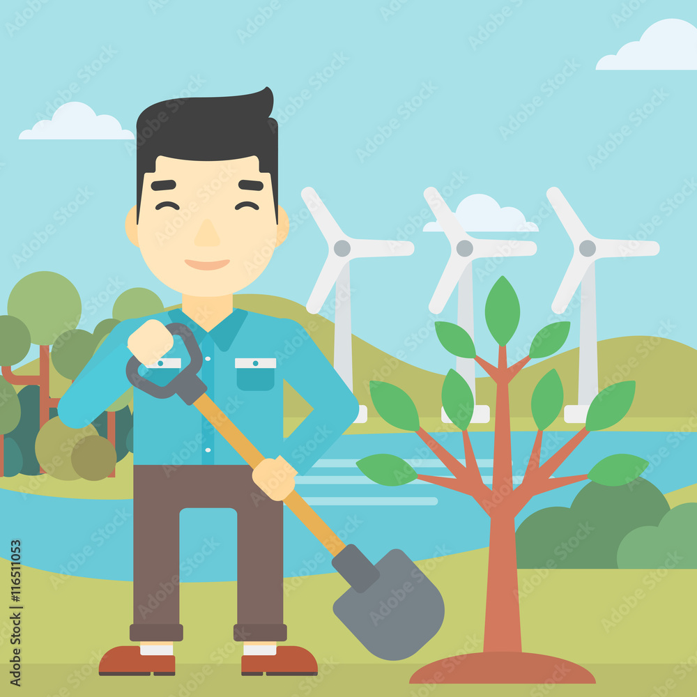 Man plants tree vector illustration. Man plants tree vector illustration.