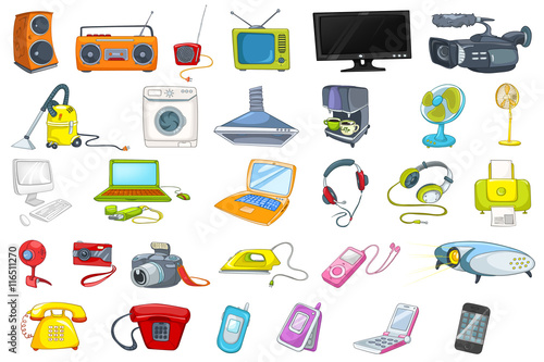 Set of household appliances and electronic devices