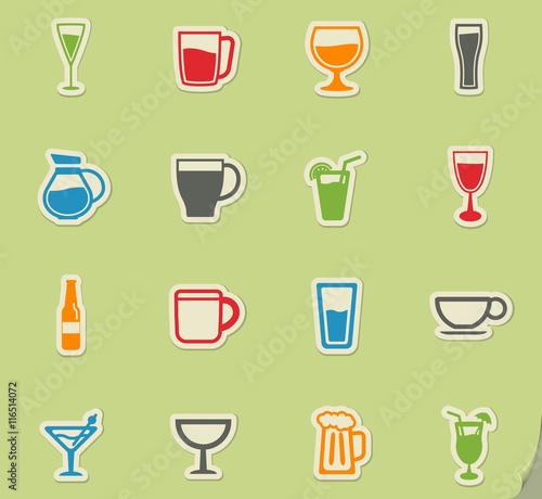 Glasses and cups simply icons