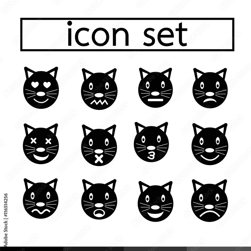 cat emotion icon set illustration design