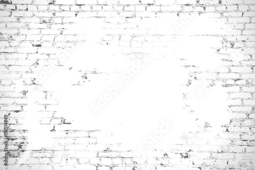 Brick wall with stained whitewash vector background with space f