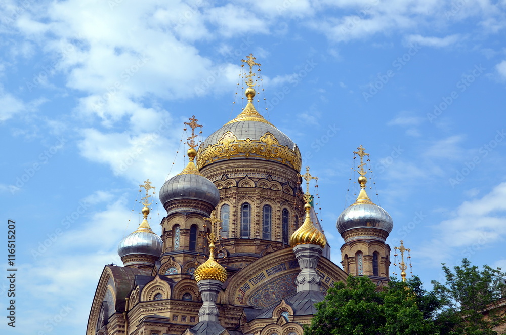 Golden domes of the Church of the Assumption of the Blessed Virgin Mary, St. Petersburg