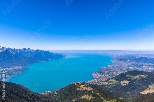 Aerial view of Lake Geneva from Rochers-de-Naye