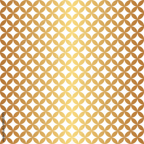 Seamless overlapping circle pattern in vector format. Gold and white.
