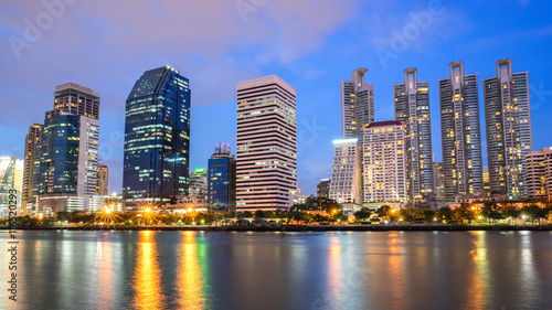 night cityscape Suan benja kitti in Bangkok  Thailand.