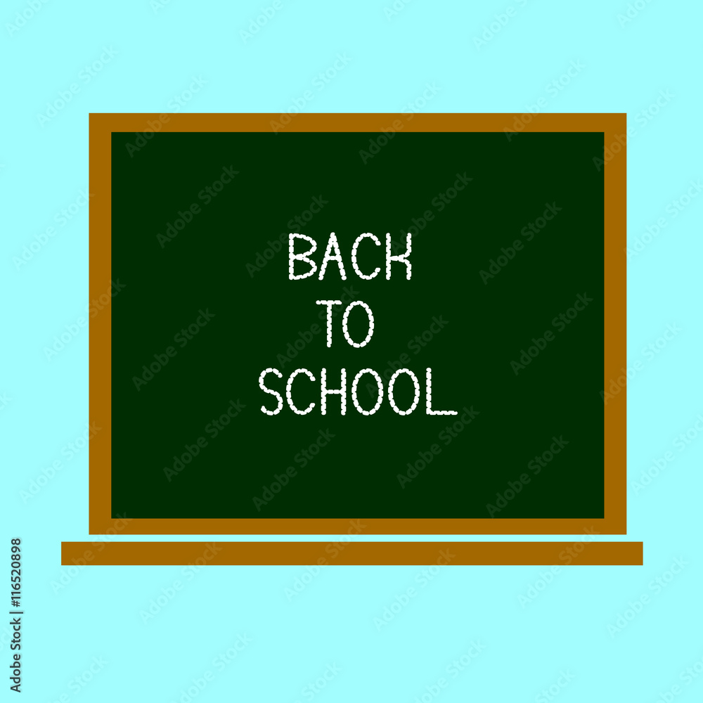 Back to school, written on blackboard with chalk on a light green background Back to school, written on blackboard with chalk on a light green background