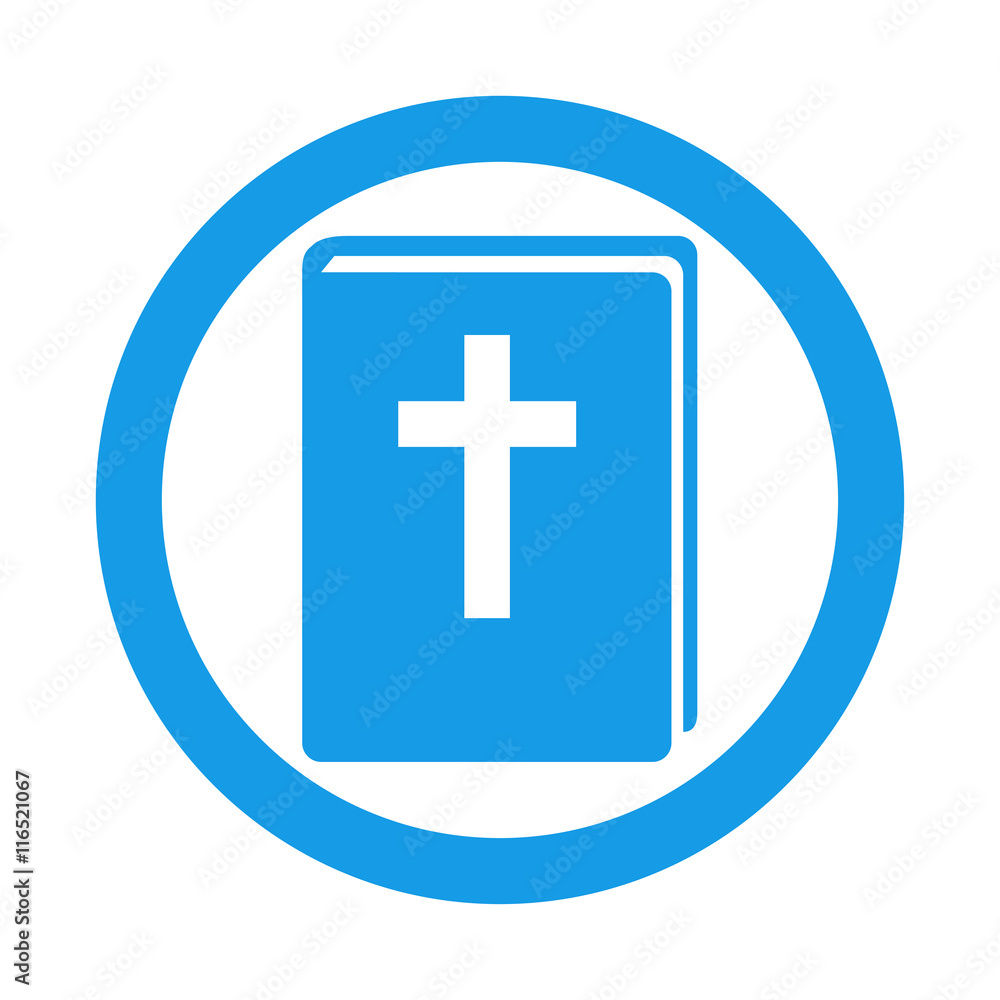Obraz premium Icono plano biblia en círculo color azul