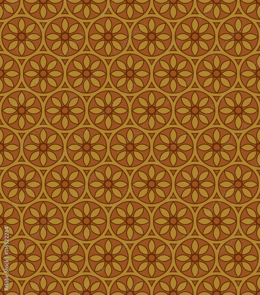 Antique seamless background image of brown round cross flower
