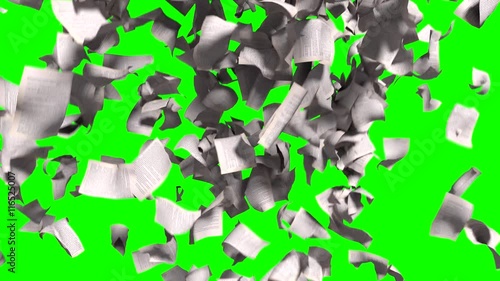 Pages falling white paper book literature business school green screen 4k

