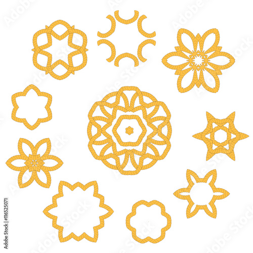 Set of Different Rope Ornaments Isolated on White Background