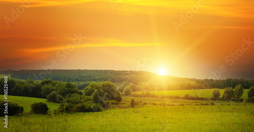 Photography field, sunrise and blue sky