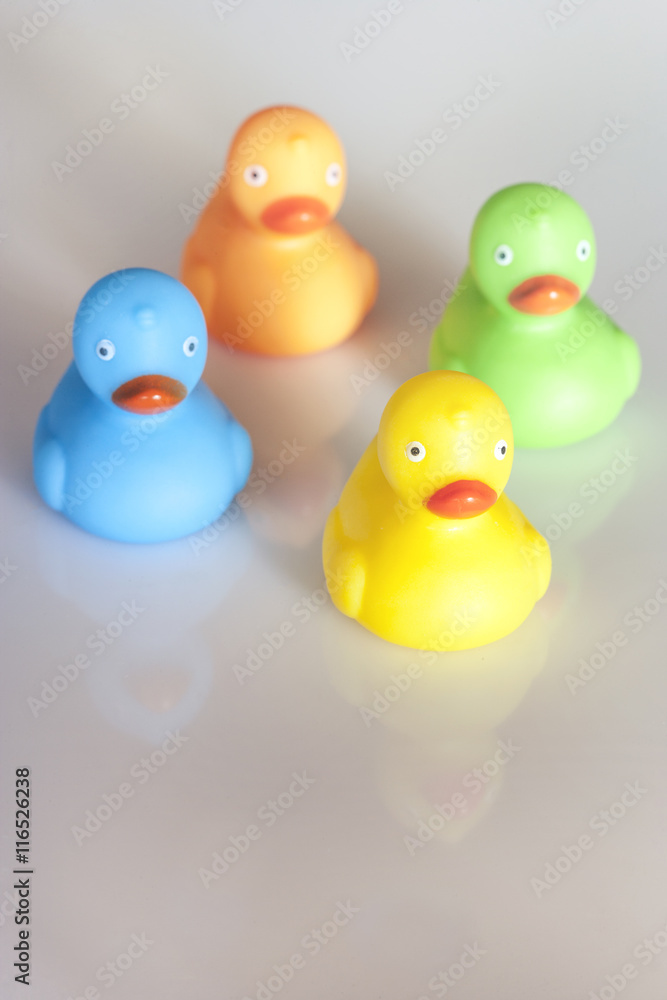 Rubber ducks on a white background Rubber ducks on a white background