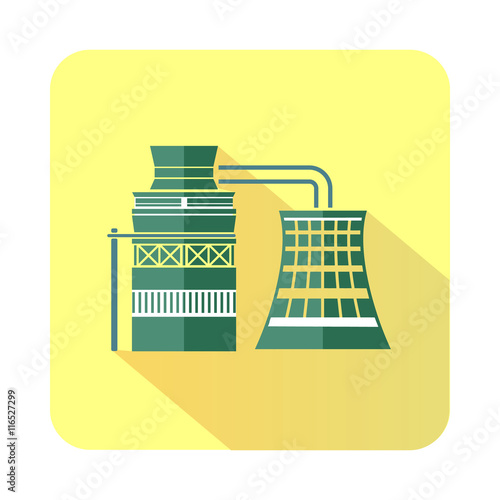 Processing of raw materials icon in flat style with long shadow. Chemistry symbol
