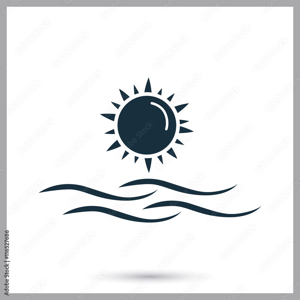 Sea aand sun icon on the background Sea aand sun icon on the background