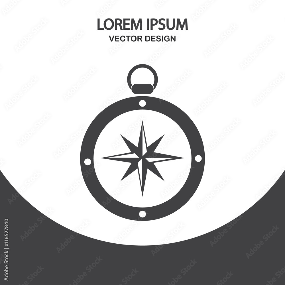 Compas with wind rose icon on the background Compas with wind rose icon on the background