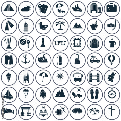 Set of forty nine trave icons