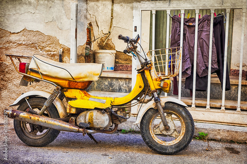 Vintage yellow bike  artistic retro styled picture