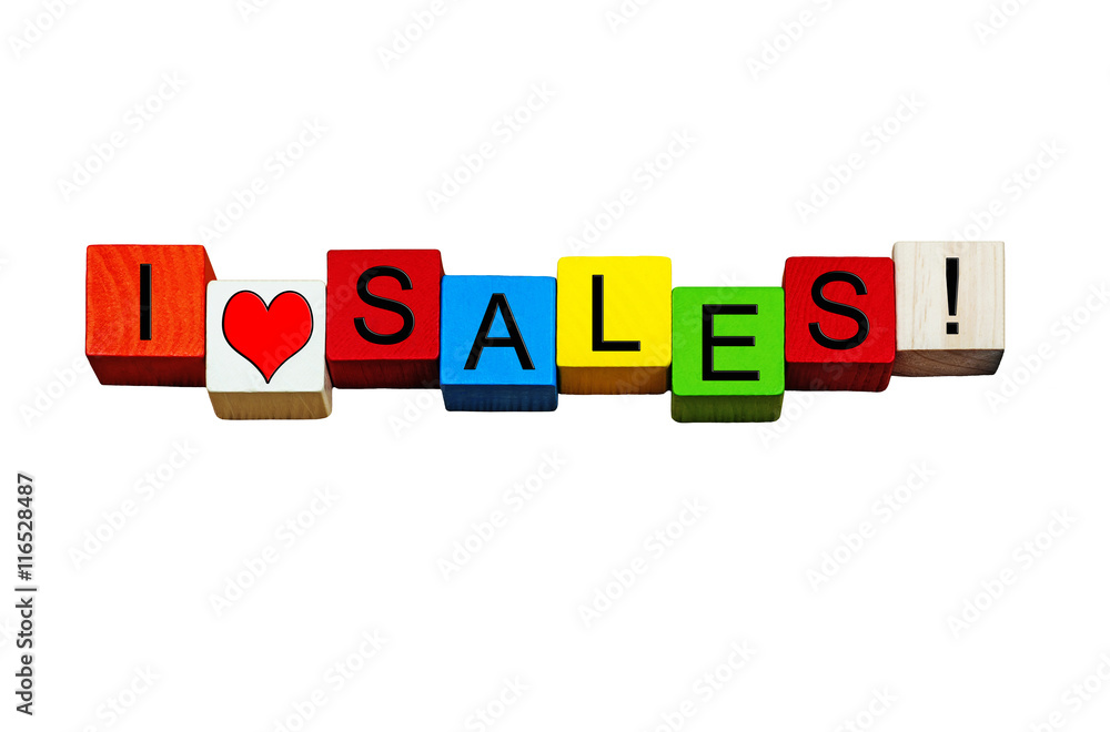 I Love Sales sign, for shopping bargains & deals. Isolated. I Love Sales sign, for shopping bargains & deals. Isolated.