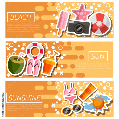 Set of Horizontal Banners about Beach