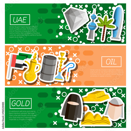 Set of Horizontal Banners about UAE