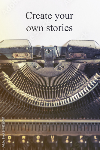 Create your own stories message written on a vintage typewriter