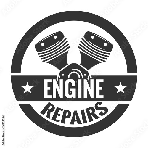 Repair Service. Motorcycle engine. Logo emblem template.