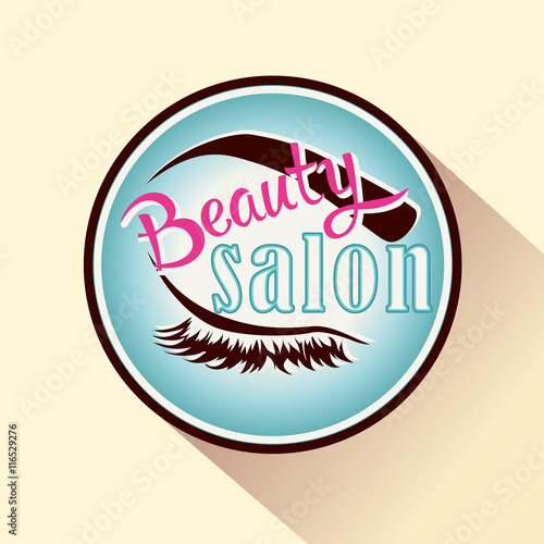 Beauty Salon icon or logo. Vector female badge with closed eye.